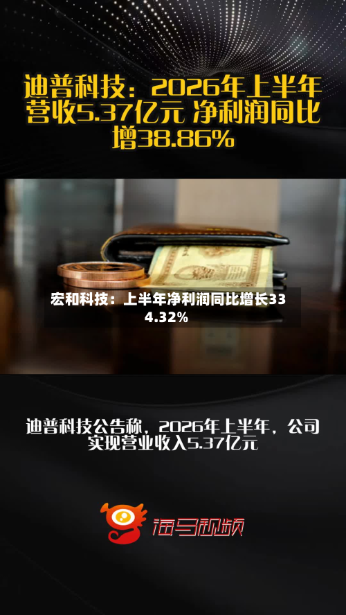 宏和科技：上半年净利润同比增长334.32%